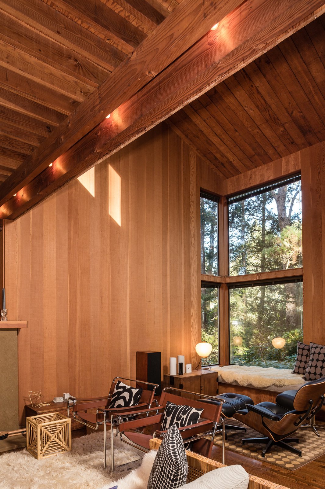 The high ceilings of the living area in the