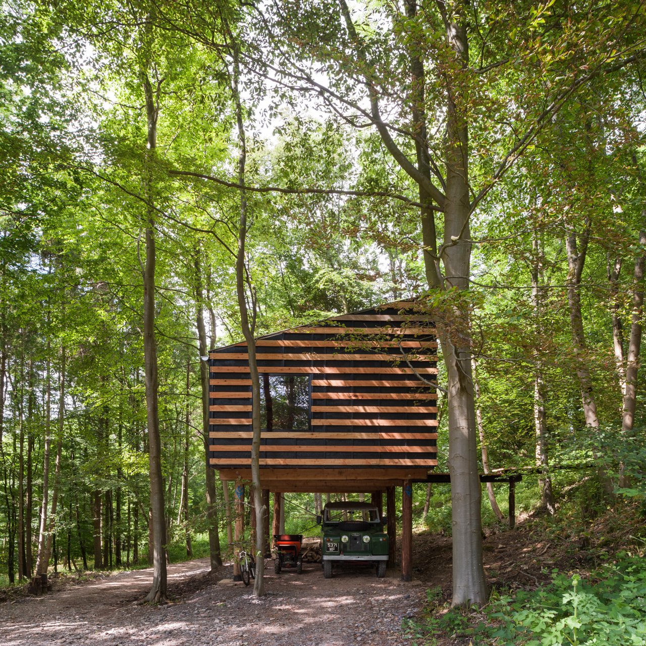 All of the timber was milled over the two days from trees that stood on the site of the future studio, and no other timber was used.