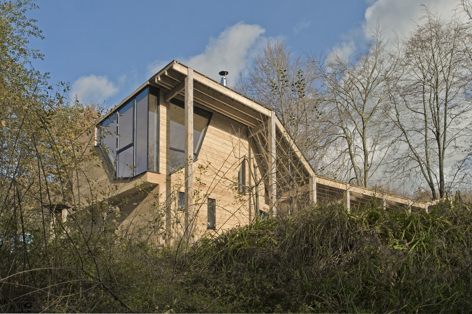 Careful to preserve the intent of the student design, the building uses unseasoned larch/cedar/poplar/douglas fir/spruce as appropriate, also using wood for heating and insulation.