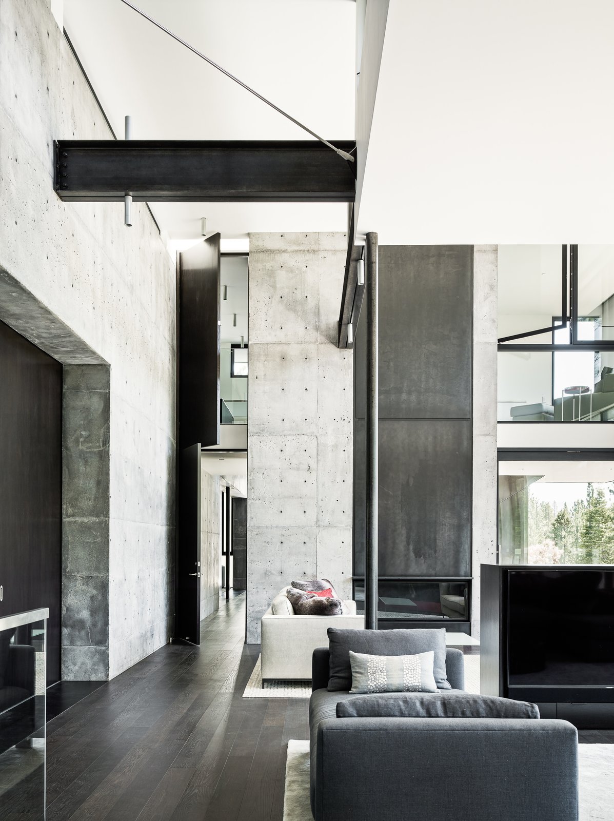 A look at the layered spaces of the living room.