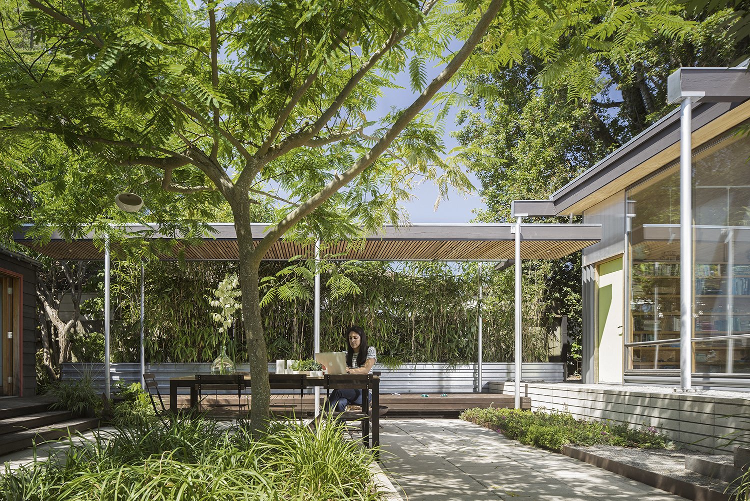Private courtyard between house and studio