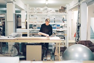 Studio Visit: The Work of ANDlight - Photo 2 of 10 - The ANDlight studio occupies the ground floor of an expansive industrial space in Vancouver BC. Peet, Heintzman and Davis partitioned the space with fir-framed corrugated plexiglass walls to form a welcoming office space in the front and an industrious workshop in the back.<br>