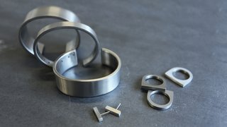 Wearable Architecture: Marmol Radziner’s White Brass Collection - Photo 2 of 2 - Current product offerings include the thin, standard, and wide cuffs; mini bar earrings; and lightweight short slab ring. 