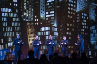 Members of the San Francisco Symphony percussion section Tom Hemphill, James Lee Wyatt III, Victor Avdienko, Jacob Nissly, and Raymond Froehlich present Music for Pieces of Wood by Steve Reich.