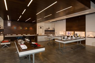 Each product is mounted next to a digital display with detailed information, and customers can reserve in-depth product tours by staff.