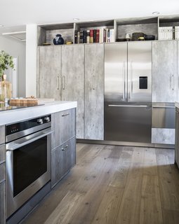 The Integrated French Door Refrigerator by Fisher & Paykel is seamlessly fitted to the kitchen cabinetry. ActiveSmart Foodcare monitors how the family uses the fridge to maintain a controlled climate and keep food fresh. Beside the fridge, the CoolDrawer provides flexibility with 5 temperature settings ranging from freezer to chill, fridge, pantry, and wine modes. "I tend to use my CoolDrawer for wine and overflow beverages, but it comes in handy as extra chill space for vegetables or converted to a freezer when we decide to have an ice cream party," says Lefebvre.