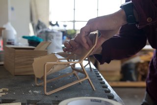 Democratizing Design With a Dose of Humor - Photo 2 of 9 - "We're really driven by understanding the costs of various materials and manufacturing processes," says Blanks. As the design team has grown, it has become more systematic in identifying needs and rounding out the portfolio. After receiving a design brief, a designer pins up initial sketches and produces scale models for group critique. Above, a Toro Chair takes shape.