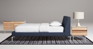 Democratizing Design With a Dose of Humor - Photo 6 of 9 - The New Standard Bed features an upholstered headboard and side rails while the Clad Nightstand and Clad Dresser pair warm wood with powder-coated steel.