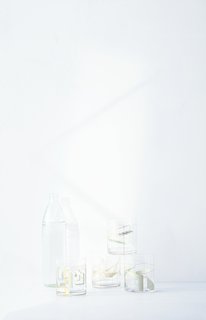Each Metallic Cocktail Glass ($29.99 for a set of four) bears a unique, architectural design.