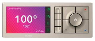 Create Your Personal Oasis With U by Moen Shower - Photo 1 of 5 - The shower valve allows temperatures between 60 and 120 degrees to ensure the user's safety. The screen changes on a gradient from light blue, dark blue, purple, orange, and red to reflect whether the water is heating up or cooling down, and when the correct temperature is reached, the background turns white. An on-screen notification and tone signals the user that the shower is ready. Users can adjust and save their settings directly on the controller using the preset buttons.