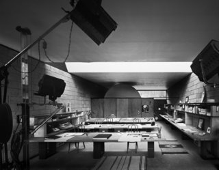 With $1 Million, You Can Save Philip Johnson’s First Commissioned House - Photo 8 of 9 - An archival photo shows the interior of the detached studio with drafting tables awash in light through the enormous skylight above.