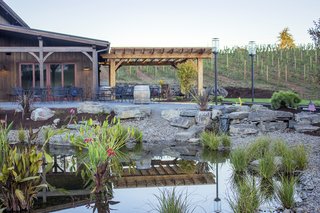 Sustainable Redwood Stars in an Oregon Architectural Showcase - Photo 3 of 6 - Landscaped ponds create a charming outdoor setting.