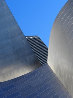 Disney and Neighbor. "So much happening in a single city block," notes Olic. "Reflective, disorienting, dimensionless, otherworldly Frank Gehry's Walt Disney Hall, which hosts the Los Angeles Philharmonic, conducted by Gustavo Dudamel."