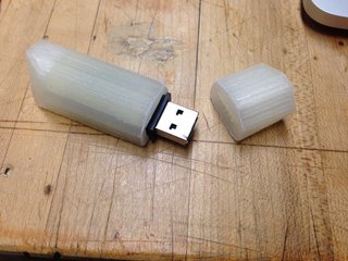 You can clearly see the layers of plastic added to create this simple USB housing. 