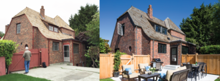 Boeing Castle in Seattle's Blue Ridge Neighborhood Taken to New Heights - Photo 1 of 4 - Painted gutters and trim, and a new fenced-in patio with steps transforms the backyard exterior into a more modern and usable space.