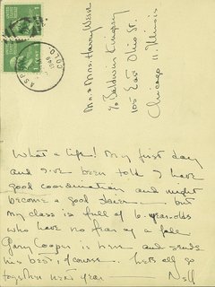 How American Modernism Came to the Mountains - Photo 16 of 20 - Postcard addressed to Mr and Mrs Harry Weese from Nell, stamped Aspen, February 5, 1949 — "Gary Cooper is here…"