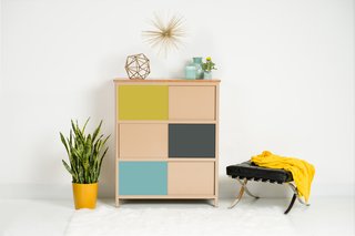 Innovative Furniture That's Made To Be Played With - Photo 2 of 8 - Polychrome 32 bureau in toffee, charcoal, seafoam and yield