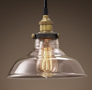 Restoration Hardware Factory Filament Clear Glass Barn Pendant ($129)