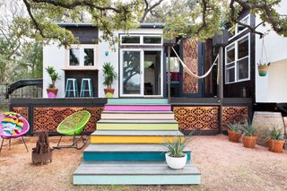 Interior designer Kim Lewis transformed two trailers into a funky 500-square-foot gem in Austin, Texas.