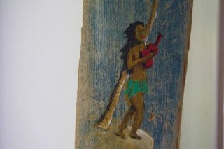Hanalei Bay Villa – Contemporary Home on Hanalei Bay Offering Art & History - Photo 8 of 9 - Vintage wood paddle hangs above desk 