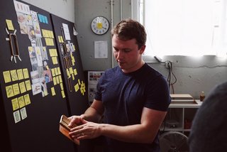 Craft & Vigor:
Inside Design at Grovemade - Photo 8 of 9 - Sean showing us some exploration around the new iPhone 7 case.