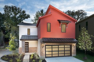 Contemporary and transitional designs may incorporate sloped roofs or use non-traditional materials and color to redefine an otherwise traditional elevation.