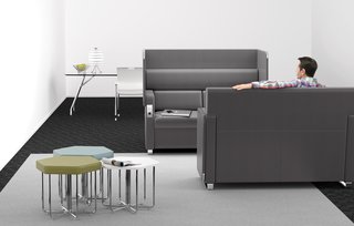 Here’s the Real Reason Why Offices Are Becoming More Casual - Photo 1 of 1 - Featured: OFM's wired Morph Series Sofa and Hex Series Stools and Table (in front), and Glass Conference Table and Smart Series Stack Chair (in back).
