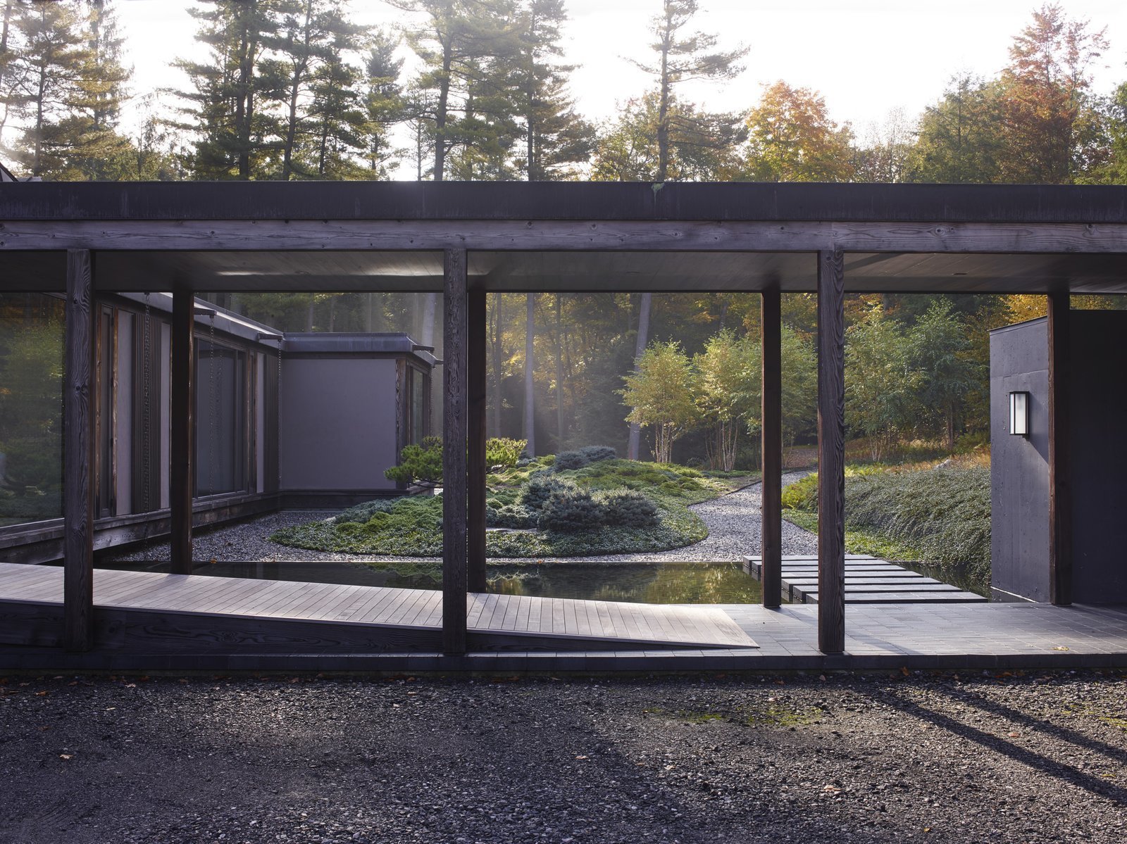 Fashion designer Josie and her husband Ken Natori are big fans of traditional Japanese architecture, so when Brooklyn-based practice Tsao & McKown Architects designed their home in Pound Ridge, New York, they used a heavy, exposed-timber structure, and included Japanese-style gardens and landscaping.