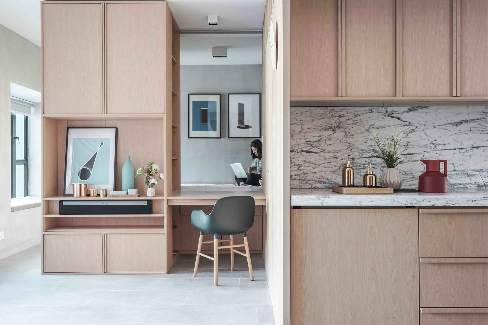 Inspired by modern Japanese minimalism, Hong Kong practice JAAK demolished the walls of this two-bedroom apartment and remodelled it into a studio with an