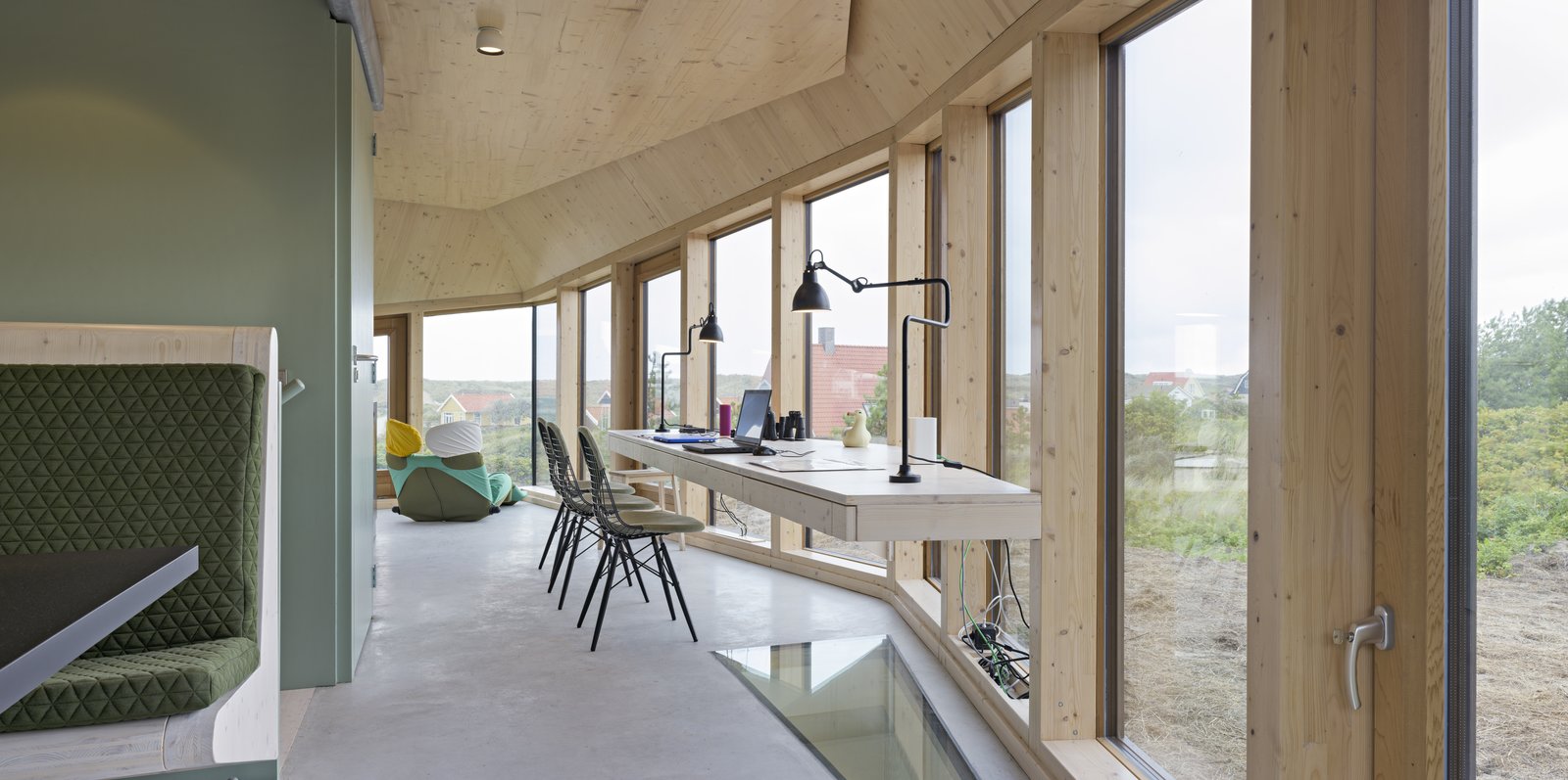 A study desk on the ground floor.