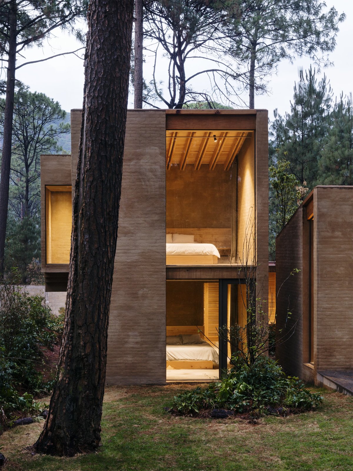 The bedrooms in the lower and upper level.
