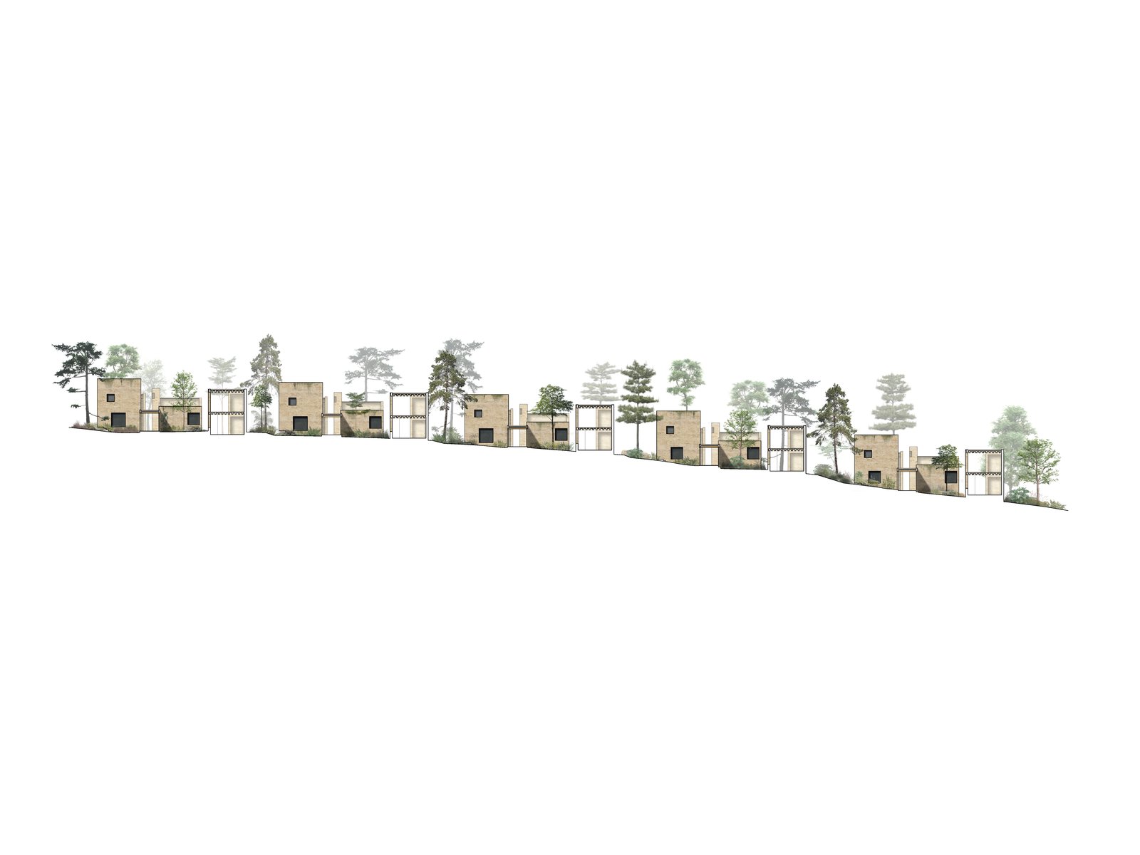 Five weekend houses in the town of Valle de Bravo.