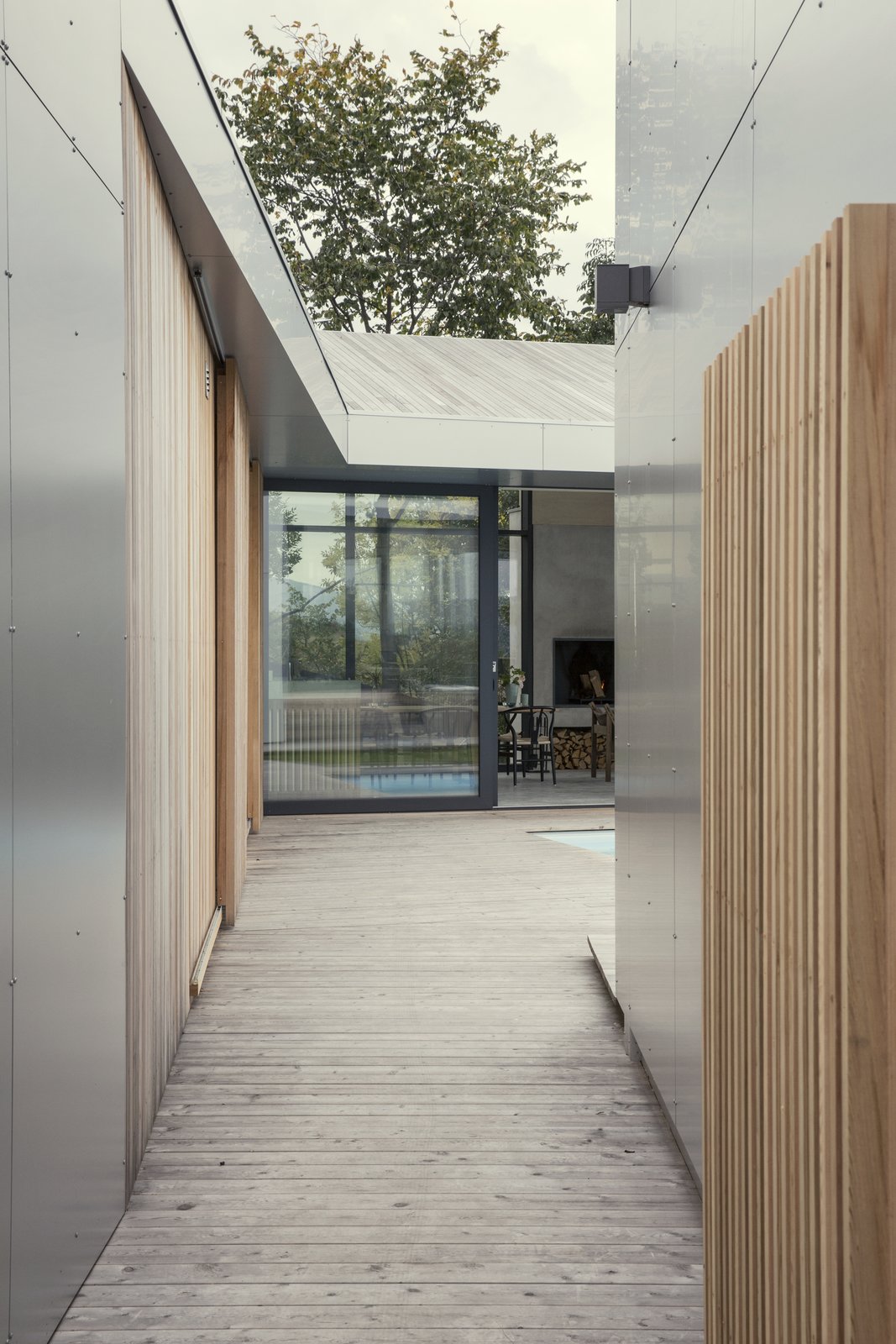 A walkway that leads to the pool.