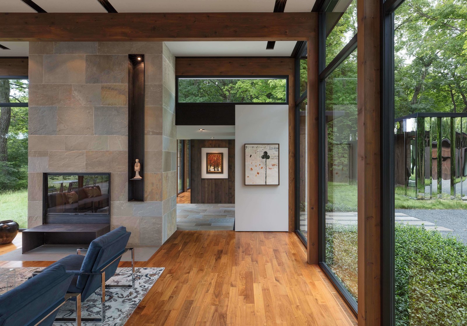 The entry to a corridor that leads to the bedroom wing.