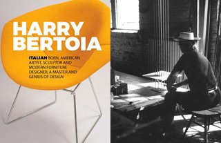 Inspiring Icon / Harry Bertoia - Photo 1 of 7 - Left: Diamond chair in yellow with cover, Right: Harry in his studio