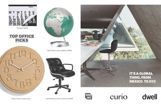 Left: SMH, Inc's top picks for office furniture and accessories. Images courtesy of DWR and Heath Ceramics Right: Austin Hernandez's home office in Mexico. This photo originally appeared in Hecho in Mexico City. This image appear on www.dwell.com 