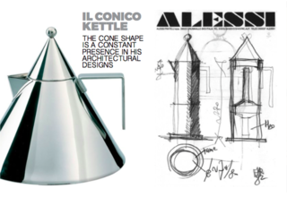 Inspiring Icons/ Aldo Rossi - Photo 2 of 9 - Left: Il Cinco Kettle, Right: Sketches of the La Conica Coffee pot for Alessi