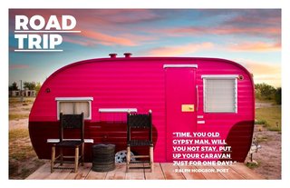 Trailers from another era have a new life and are permanently off road at Hotel El Cosmico in Marfa/ Texas. This picture first appeared in Hotels we Love at the Dwell website.