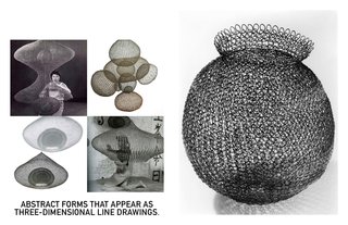 Inspiring Icons / Ruth Asawa - Photo 5 of 5 - Left: Clockwise: Portrait by Imogen Cunningham, Scultures from 1950's, Photo of Ruth in her studio by Imogen Cunningham