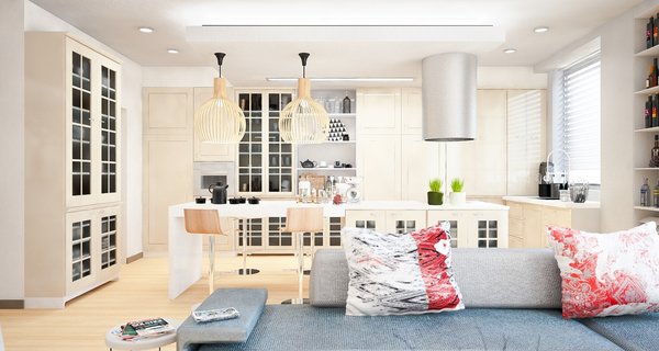 Previously existing walls were brought down, in order to create an open space, unifying a kitchen, a dining room and a living room. Merging aesthetic continues on to the bedroom, where two sinks and the wardrobe become the part of the room, as opposed to traditional approach of keeping them locked away from eye.
The apartment overlooks the city and the mountains, and for the outer visual richness to be fully embraced, the windows were enlarged to the wall scale.
Photo 2 of Double N Residence modern home