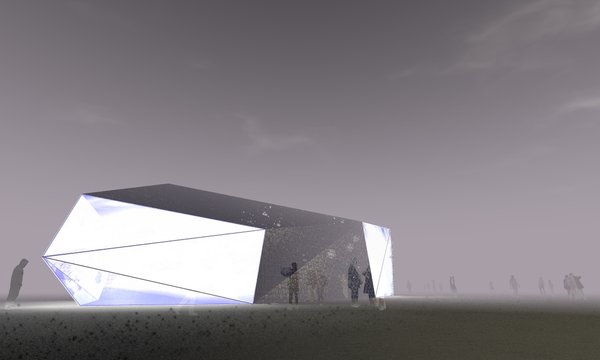 The form was unambiguously derived from functionality, which precisely implies, that more swelled part of the building is the busiest one: it holds the restaurant, the administration and the winter garden. Design was originally conceived as an oval shaped entity, but was simplified later on by breaking the silhouette down with interconnected lines, still keeping the plasticity. The opposite poles and the middle part of the space are strategically made of glass, so that the whole building is illuminated with a natural light during the day. Photo 6 of Slitlight modern home