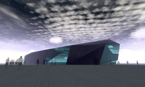 The form was unambiguously derived from functionality, which precisely implies, that more swelled part of the building is the busiest one: it holds the restaurant, the administration and the winter garden. Design was originally conceived as an oval shaped entity, but was simplified later on by breaking the silhouette down with interconnected lines, still keeping the plasticity. The opposite poles and the middle part of the space are strategically made of glass, so that the whole building is illuminated with a natural light during the day. Photo 7 of Slitlight modern home