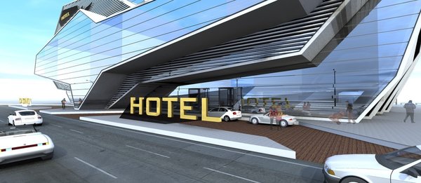As the building is located at the seaside, its architecture fully represents forms of waves folded up in angular shapes. It has two separate entrances leading to the hotel and the casino. The open pool resides on the top of the ground floor. The second open pool is glancing from the upper part of the building through the glass and is visible from the street. The structure of the building is gradually gaining height, so that residents of each segment, facing the sea, get a chance to enjoy a sunset. Photo 6 of MRN Wave modern home
