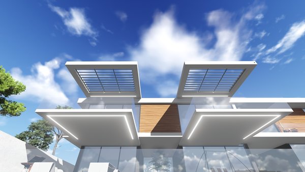 The hillside house for a large family is gracefully flattened out on the landscape. The facade is simultaneously minimalistic and massive, marking the building's modest and strong presence in nature. The multilayered open space in the backside of the house brings an inevitable sense of unexpectedness. The terraces in the garden with lounge areas and The playground carry a cosy vibe.
The pool breaks up the front area into the basketball court and the space for relaxation.
To enhance the idea of the residents being guests to the nature and are also part of it, the entire house is blessed with a mountain view.
Photo 9 of Shifter modern home