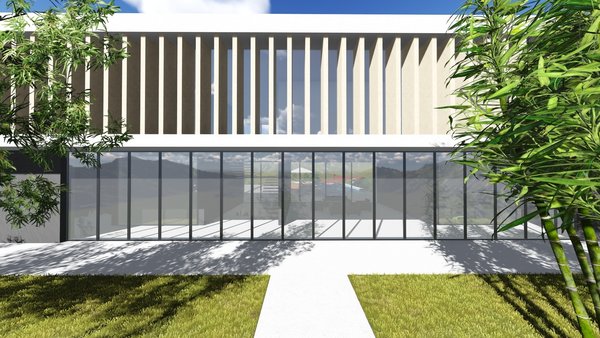 The hillside house for a large family is gracefully flattened out on the landscape. The facade is simultaneously minimalistic and massive, marking the building's modest and strong presence in nature. The multilayered open space in the backside of the house brings an inevitable sense of unexpectedness. The terraces in the garden with lounge areas and The playground carry a cosy vibe.
The pool breaks up the front area into the basketball court and the space for relaxation.
To enhance the idea of the residents being guests to the nature and are also part of it, the entire house is blessed with a mountain view.
Photo of Shifter modern home