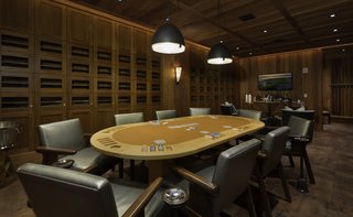 Private cigar and card room hidden behind a secret door.