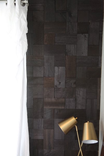 Modern home with bedroom. E&S Tile's Ember Series - shou Sugi ban emulation. https://www.eandstile.com/ember-shou-sugi-ban/ Photo 2 of Vynale House