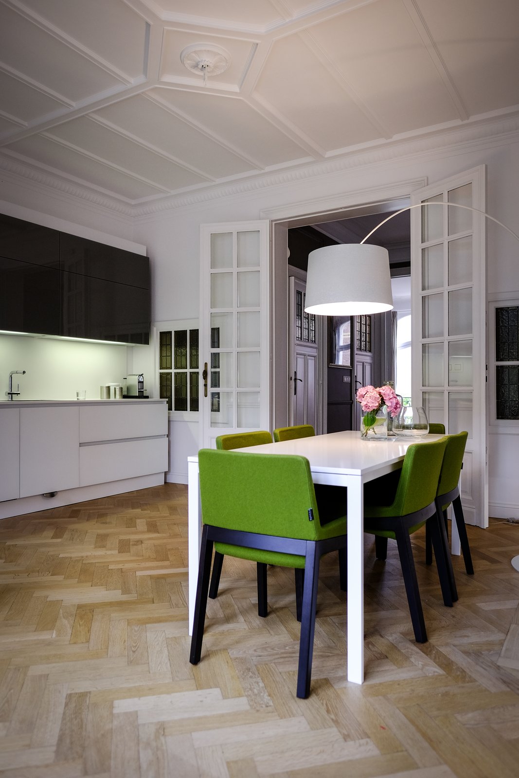 The dining room and open kitchen