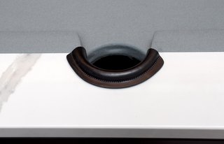 HWG Marble Pool Table - Photo 4 of 5 - The combination of marble, leather and grey felt.