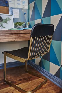 California Dreamers: Boys Bedroom By Sarah Barnard - Photo 1 of 3 - Geometric wallpaper in navy, teal and oatmeal creates graphic appeal in the boys' bedroom.
